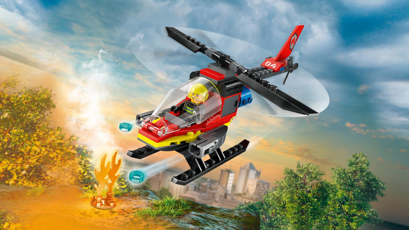 Lego Jucării Set Constructie LEGO City 60411 | Elicopter Pompieri, Cadou Copii, 88 Piese