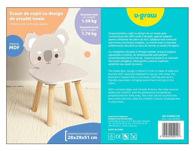 U-Grow Îngrijire bebe Scaun Copii U-Grow UG-CHAIR-UK | MDF, Design Ursulet Koala