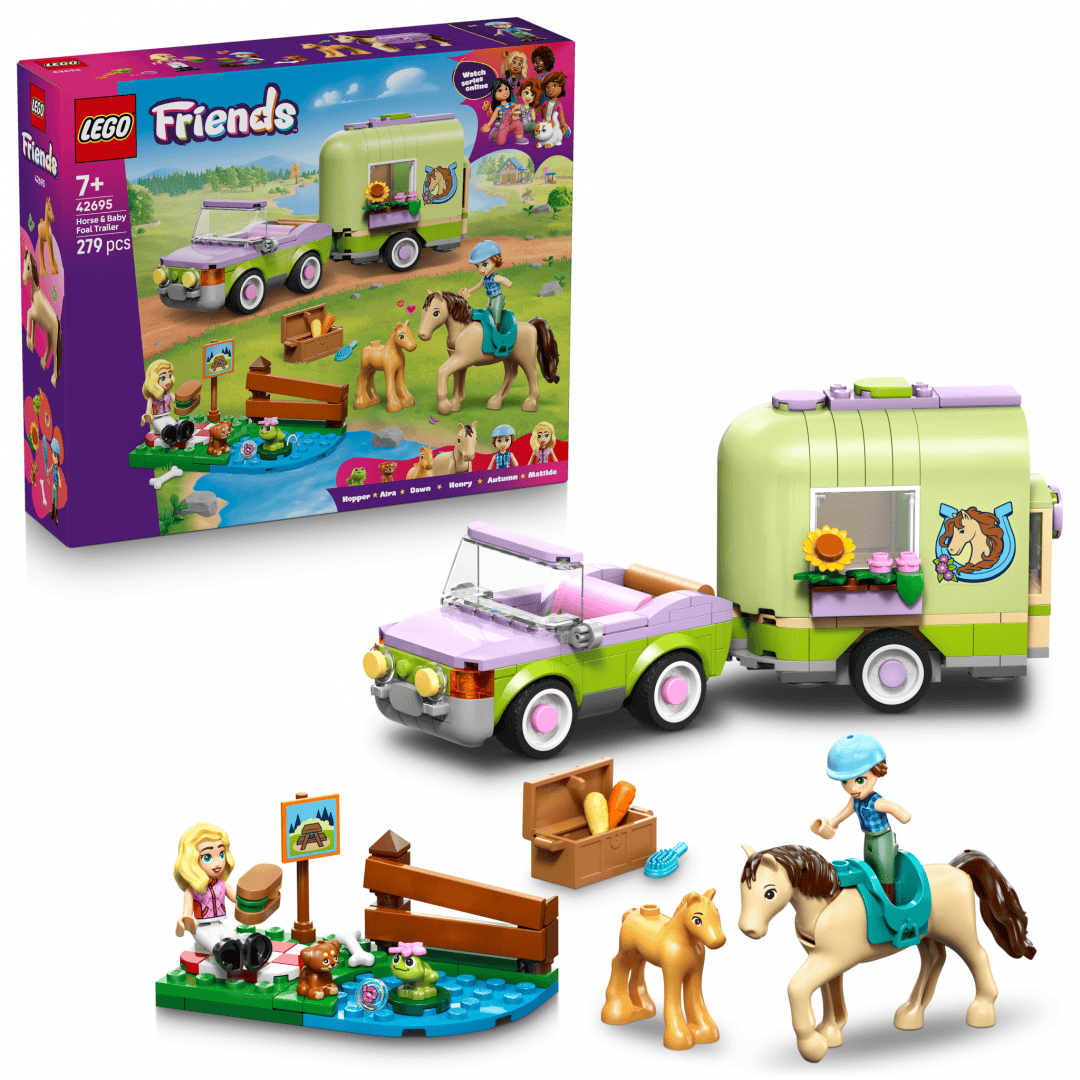 Lego Jucării Set Constructie LEGO 42695 | Remorca Cal si Manz, Cadou