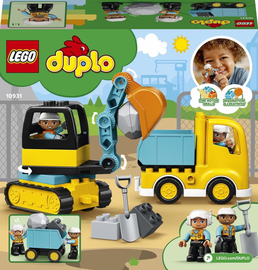 Lego Jucării Set Constructie LEGO Duplo 10931 | Camion si Excavator pe Senile, Cadou