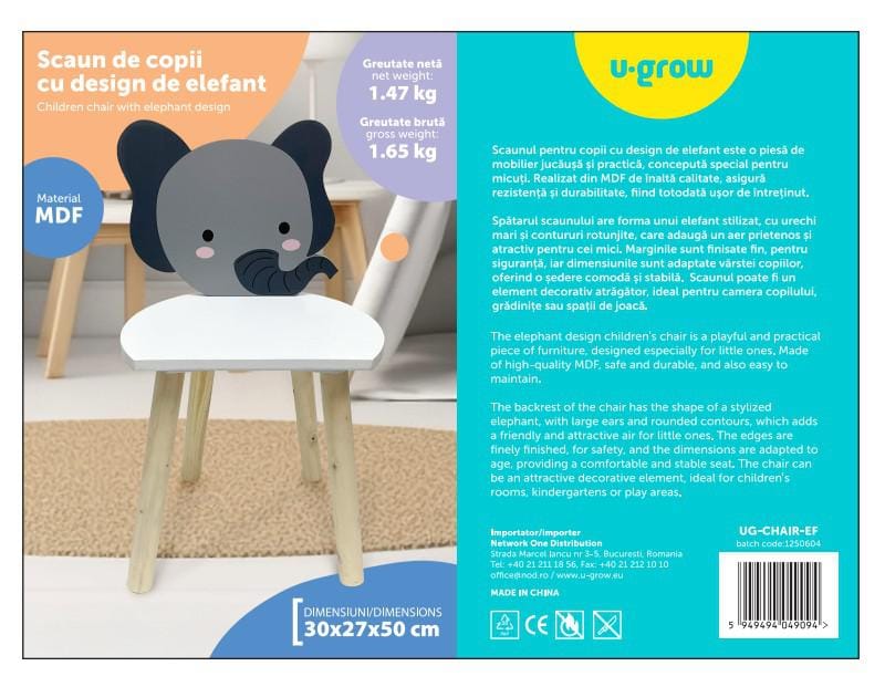 U-Grow Îngrijire bebe Scaun Copii U-Grow UG-CHAIR-EF | MDF, Design Elefant