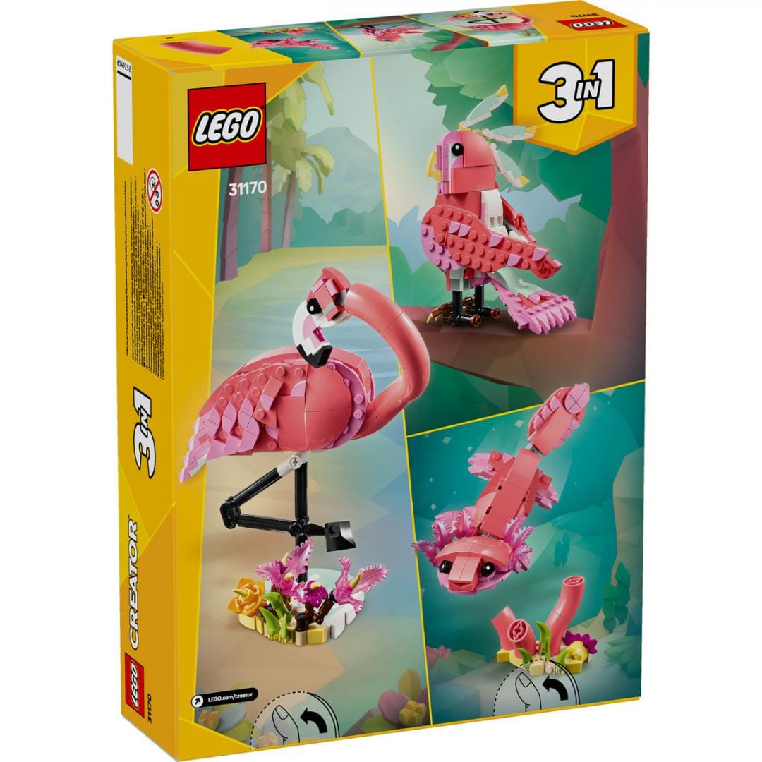 Lego Jucării Set Constructie LEGO Creator 3-in-1 31170 | Flamingo Roz, Animale Salbatice, Cadou