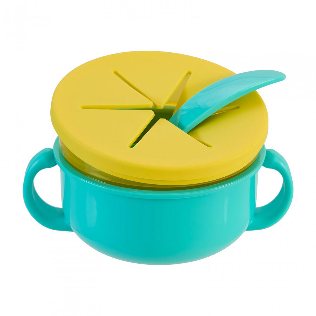 Bol 2 în 1 pentru Snackuri și Lingurita, Blue, U-grow