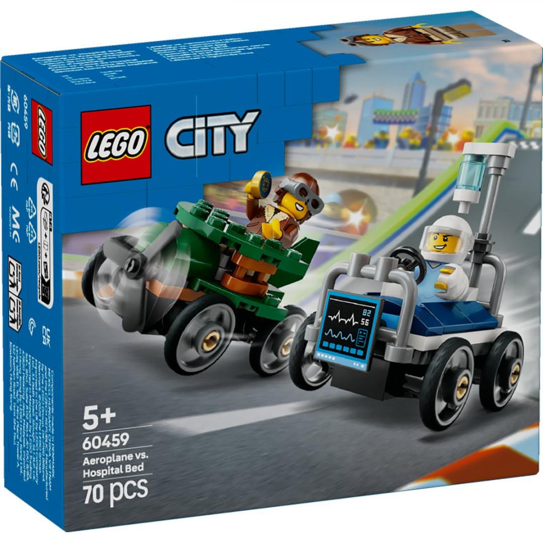 Lego Jucării Set Constructie LEGO City 60459 | Pachet de Curse Avion Vs. Pat de Spital
