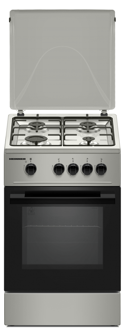 Heinner Aragaz Aragaz Gaz Heinner HFSC-K50SL | 50cm, 4 Arzatoare, Capac Sticla, 50x50x85cm