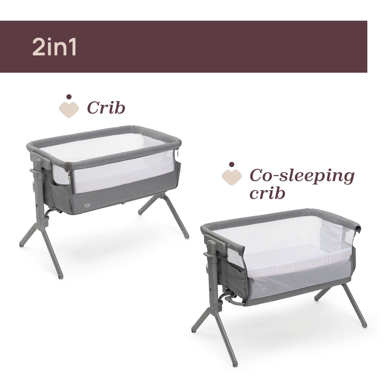 Chicco Puericultură Patut Co-sleeping Chicco Next2Me Armonia 8714205-8 | Steel, 0 Luni+