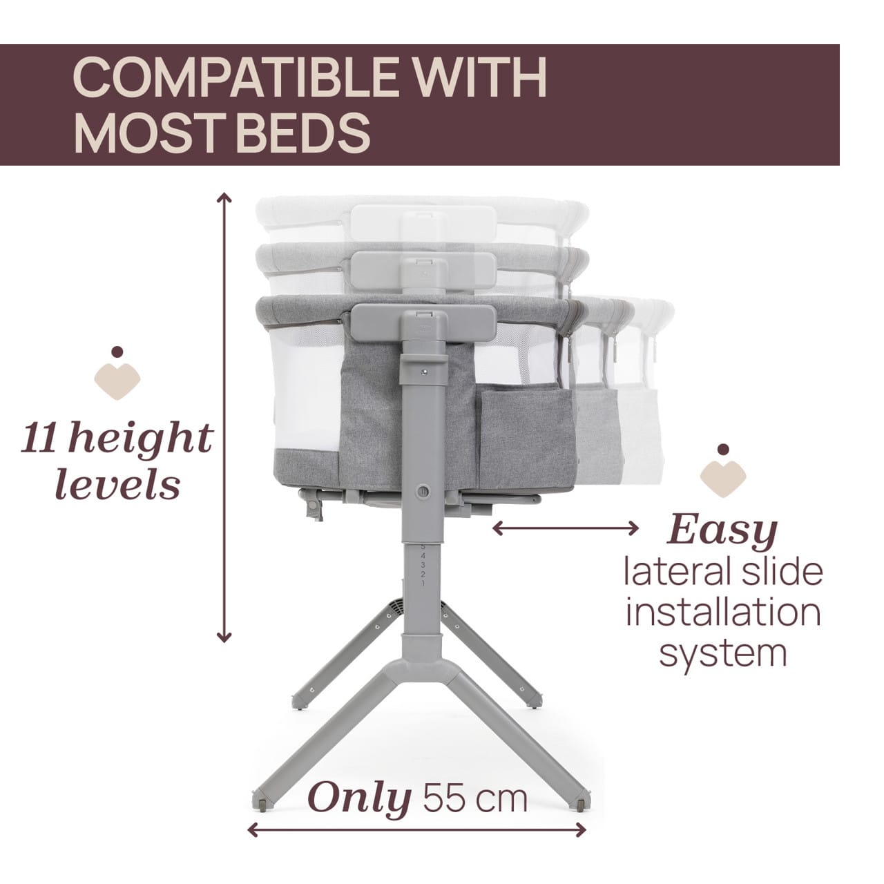 Chicco Puericultură Patut Co-sleeping Chicco Next2Me Armonia 8714205-8 | Steel, 0 Luni+