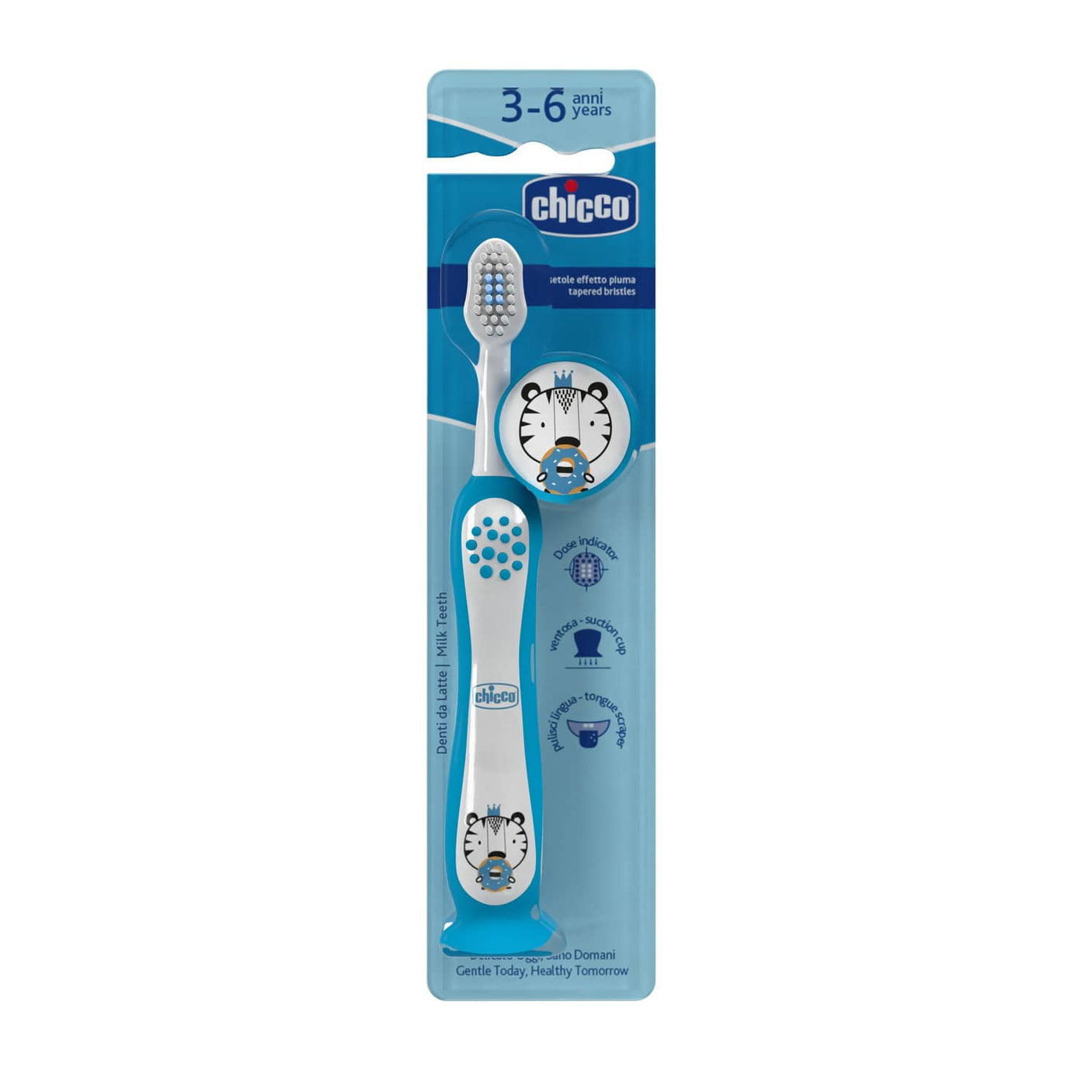 Chicco Îngrijire bebe Periuta de Dinti Chicco 1208311-7 | Tiger Indigo, 3-6 Ani