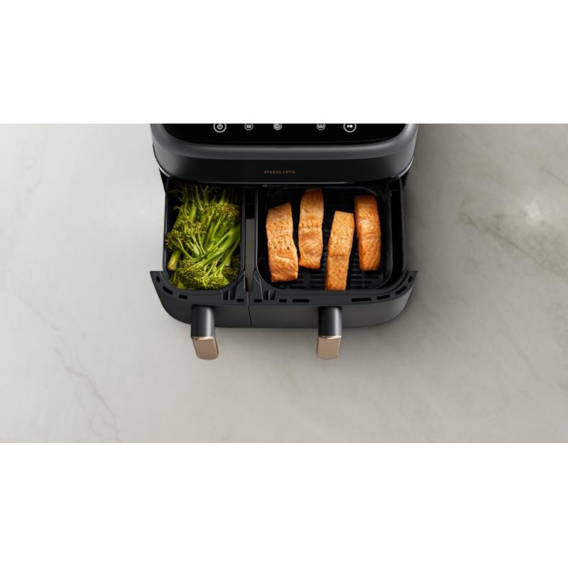 Philips Friteuză cu aer cald Philips Airfryer NA352/00 Dual Basket 9L 2750W, negru-cupru