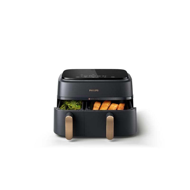 Philips Friteuză cu aer cald Philips Airfryer NA352/00 Dual Basket 9L 2750W, negru-cupru