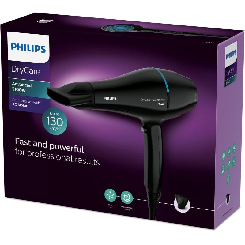 Philips Uscător de păr Philips DryCare Pro BHD272/00, negru, pentru uscare rapidă și coafare acasă