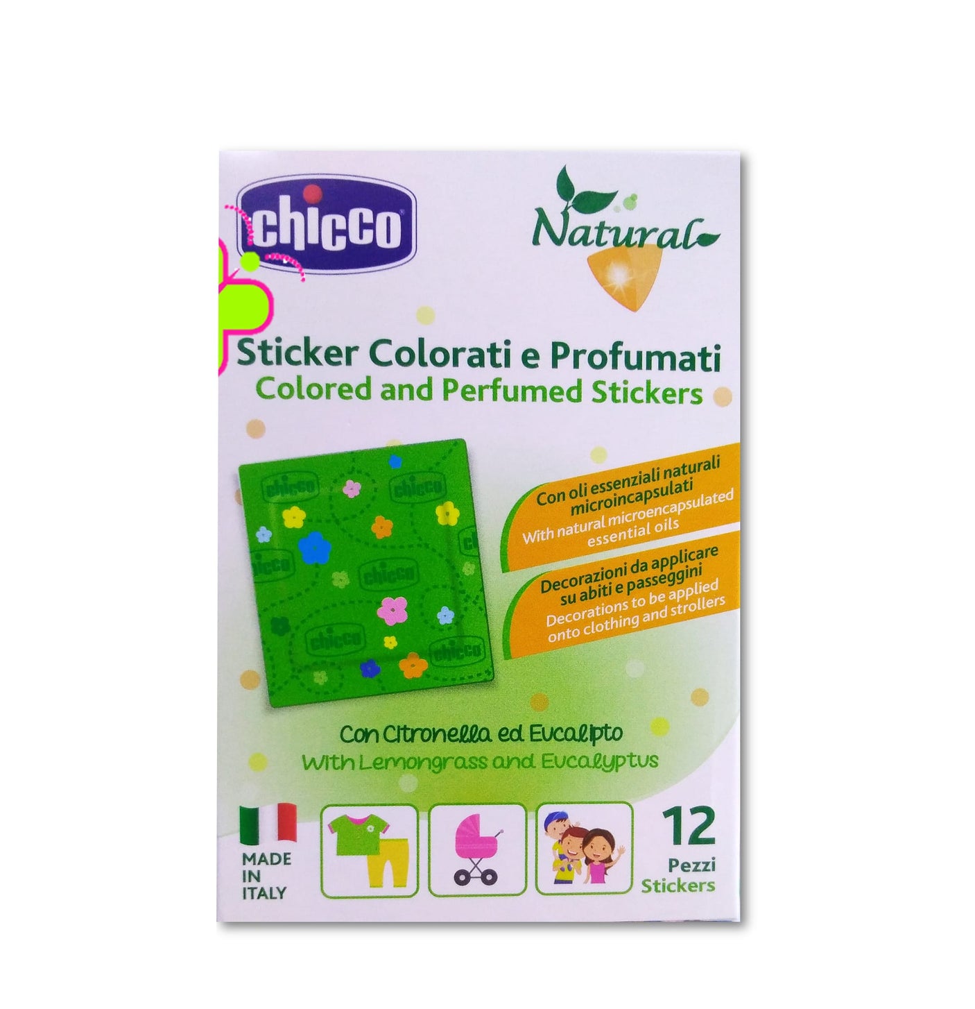 Chicco Îngrijire bebe Plasturi Decorativi Chicco 08551-9 | 12 Bucati, Ulei Lemongrass si Eucalipt, 3 Ani+