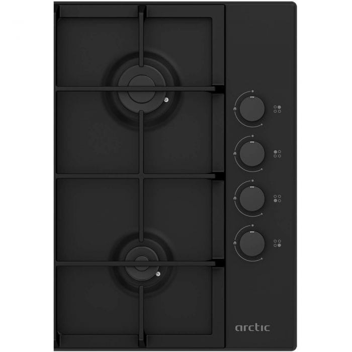 Arctic Plita incorporabila Plita metalica pe gaz Arctic ARGW64125SB, control butoane lateral-culoare negru, 4 arzatoare, arzator Wok, suport vase din fonta, aprindere integrata, siguranta plita-Safety Plus, negru