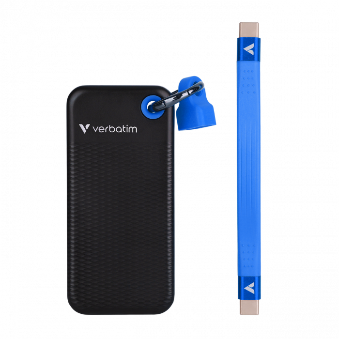 Pocket SSD USB 3.2 Gen 2 1TB Black/Blue Verbatiminclude doua carcase colorate