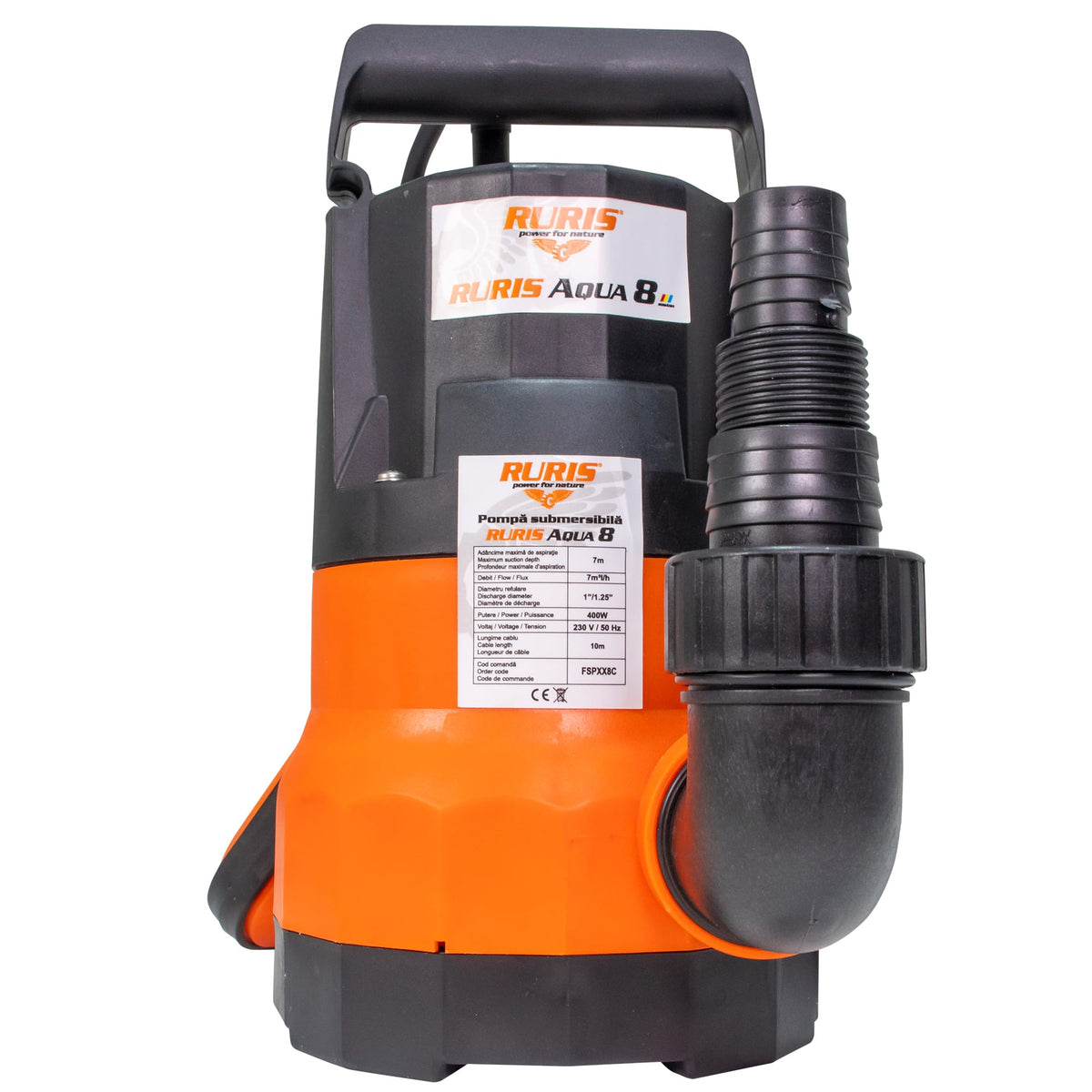 Ruris Pompa submersibila Pompa submersibila RURIS Aqua 8 | 400W, Debit 7m³/h, Înălțime maximă refulare 7m