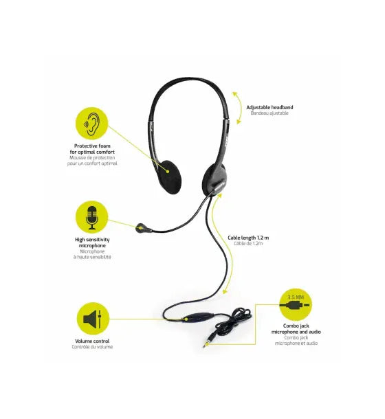 PORT DESIGNS Casti cu Microfon Port Designs pentru PC si dispozitive mobile Stereo Control Volum Difuzoare 27mm Jack 35mm Negru