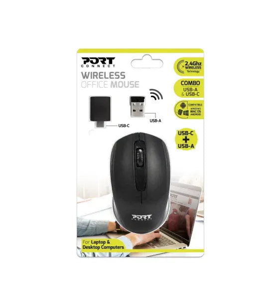 PORT DESIGNS Mouse Wireless Port Designs OFFICE 3 butoane1000DPI Negru/Verde