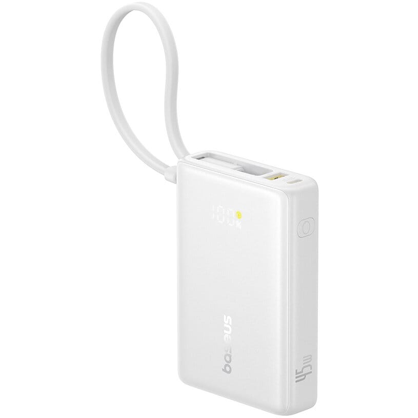 Baseus Baterie Baterie Externa Baseus PicoGo P10076803213-00 | 10000mAh, Display Digital, Cablu USB-C Incorporat, Alb