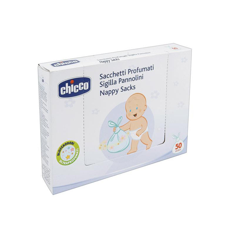 Pungi Parfumate și Sigilate Chicco pentru Scutece Folosite, 50buc, 0luni+