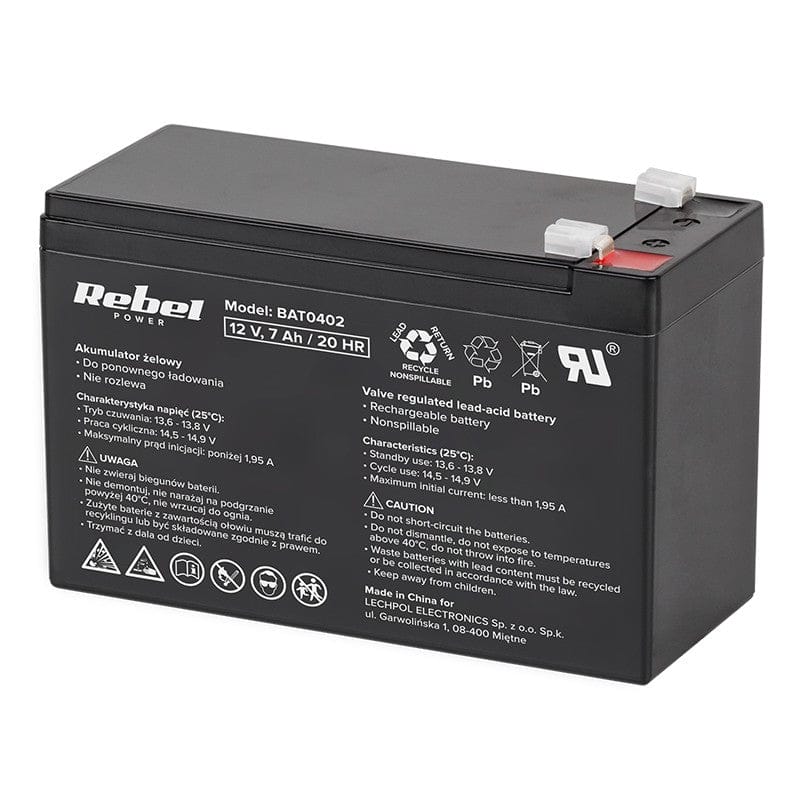 Rebel Acumulator Acumulator Rebel BAT0402 | 2.13kg, 12V, 9V