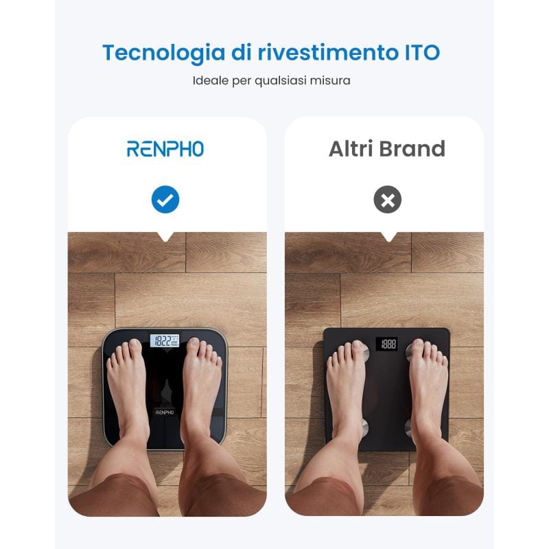 Renpho Cântar inteligent Renpho Elis Solar 2, negru, Wi‑Fi și Bluetooth, sincronizare aplicație, pentru monitorizarea greutății acasă