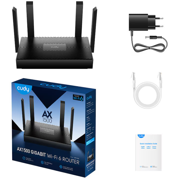 Router CUDY WR1500 | WiFi 6, 1500 Mbps, Dual-Band, Negru