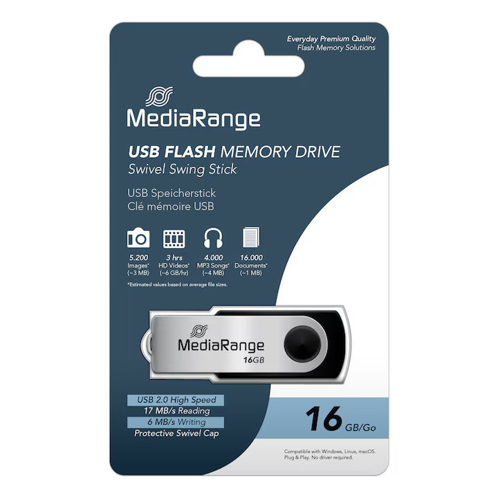 MediaRange USB 2.0 flash drive, 16GB