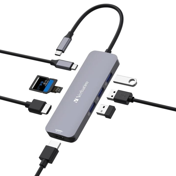 Verbatim HUB Hub USB-C Verbatim 32156 | 6 Porturi, 100W PD, HDMI 4K, Argintiu