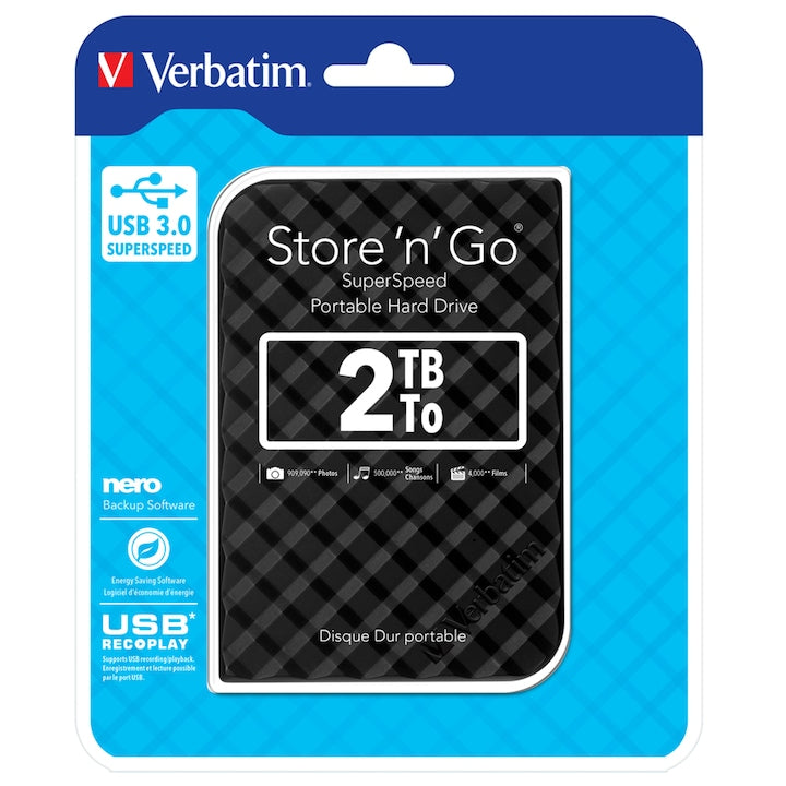 VERBATIM HDD 2.5" USB3.0 2TB BLACK