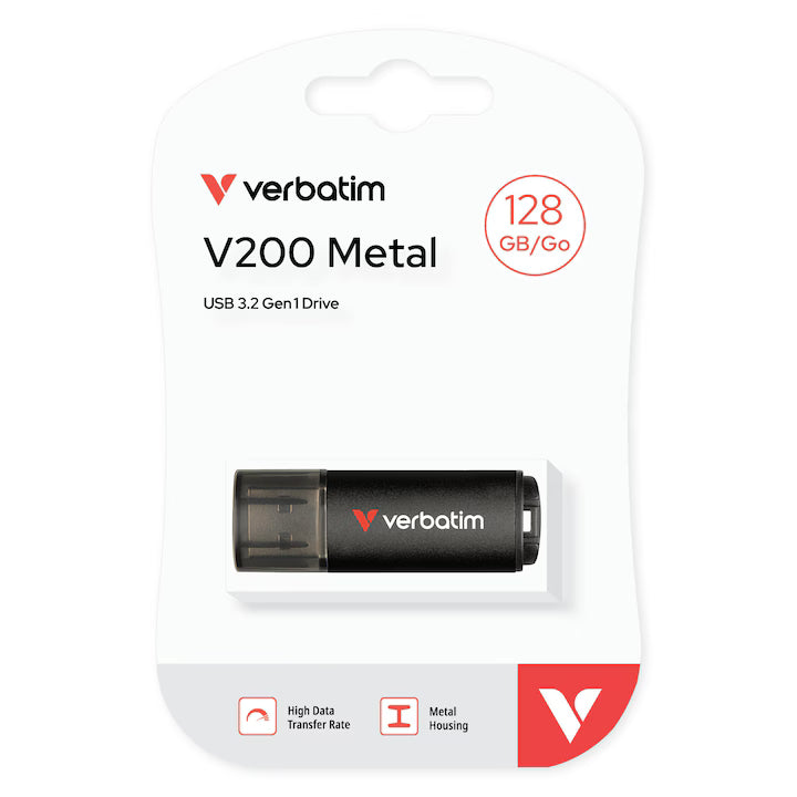 USB Flash Drive Verbatim, V200 Metal, 128GB, USB3.2 Gen 1