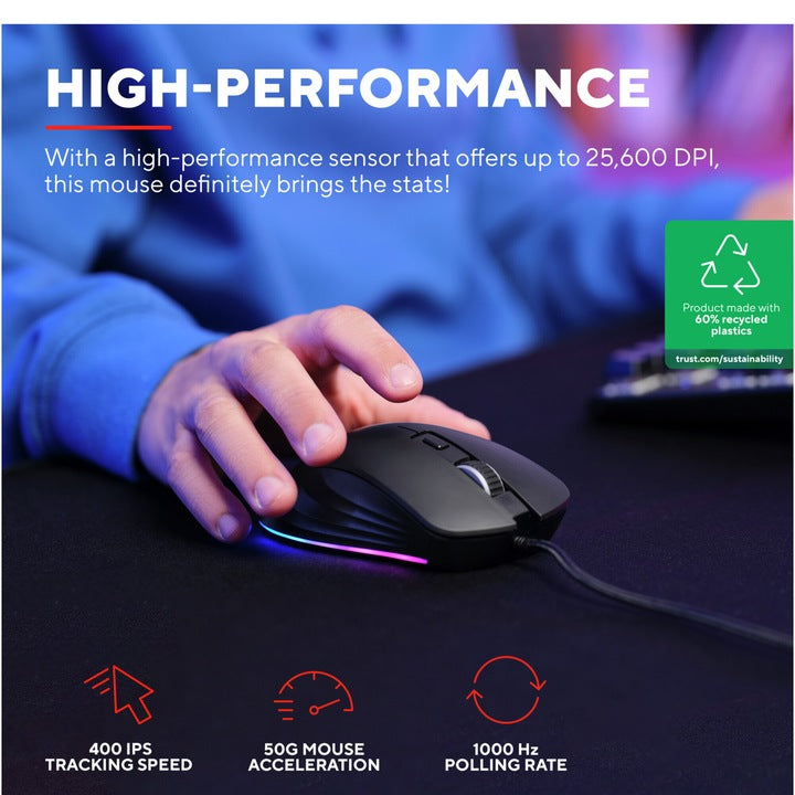 Trust GXT924 YBAR+ GAMING MOUSE BLACK