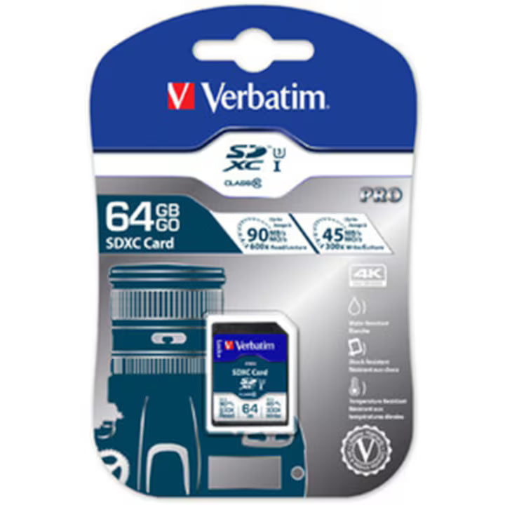 Memory Card Verbatim Pro SDXC, 64GB, Class 10