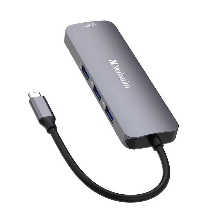 Hub USB-C Verbatim 32156 | 6 Porturi, 100W PD, HDMI 4K, Argintiu