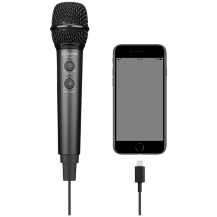 Boya BY-HM2 Microfon Condensator cu Trepied, Iesire Casti USB Type-C, USB-A și Lightning