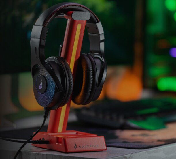 Căști Gaming SureFire Skirmish 48848 | Stereo, LED, Microfon, Negru/Roșu