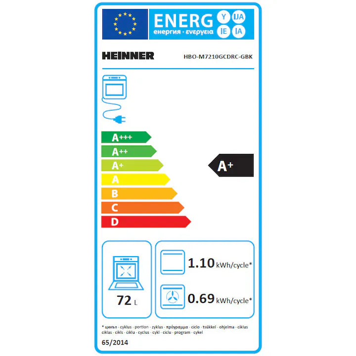 Cuptor Incorporabil Heinner HBO-M7210GCDRC-GBK | 72L, A+, 10 Functii, Touch, Autocuratare, 59.5x56.6x59.6cm