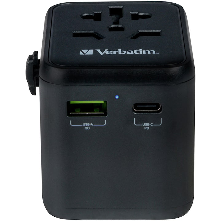 Verbatim UTA-02 Universal Travel Adapter with 1 x USB-C PD 20W / 1 x USB-A QC 3.0
