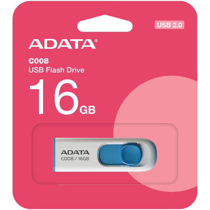 Memorie USB ADATA C008 16GB USB 2.0 Alb/Albastru