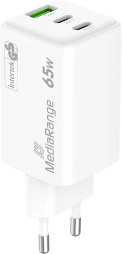 Încărcător USB-C MediaRange MRMA116-2 | 65W, GAN, Alb