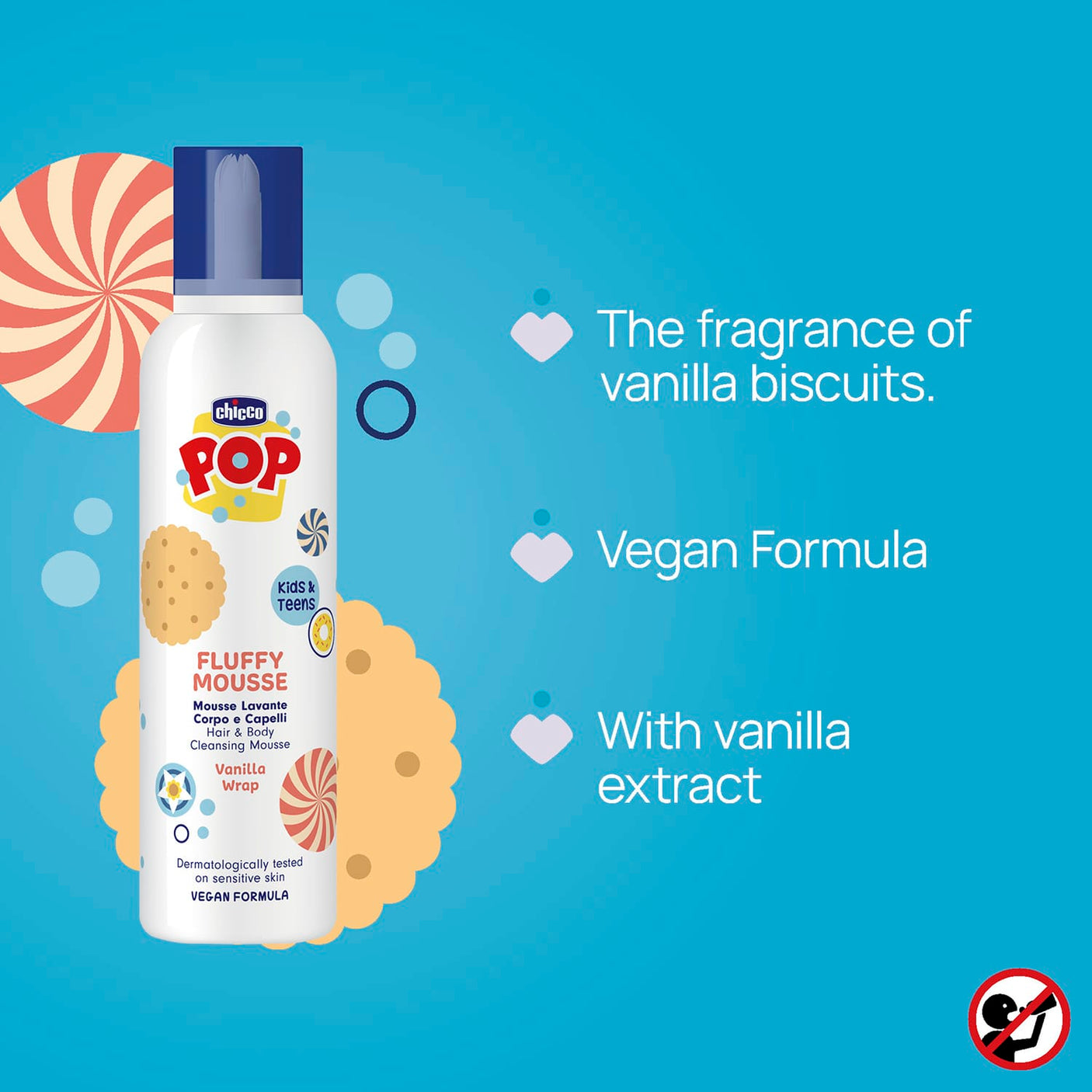 Chicco Îngrijire bebe Sampon si Gel de Dus Chicco 12369-9 | Spuma, Vanilie, Vegan, 200ml