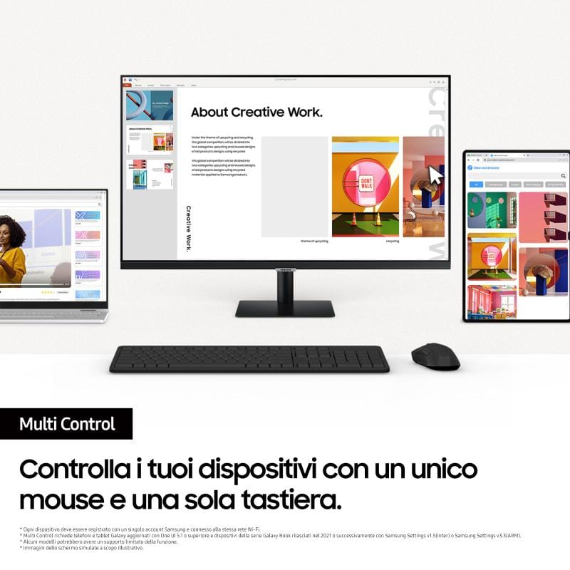 Samsung Monitor Smart Samsung M70D 32” (LS32DM700UUXEN) – 4K UHD, Tizen Smart TV, Streaming, Office Home, Wi‑Fi, Bluetooth