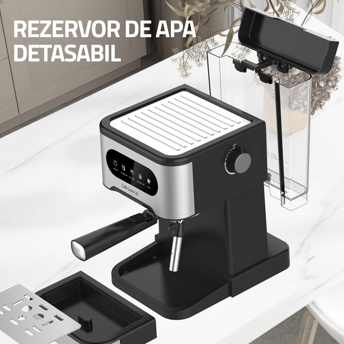 Samus Espressor automat Espressor Manual Samus Cafe Gusto 20 | 1350W, 1.5L, 20 bari, Inox