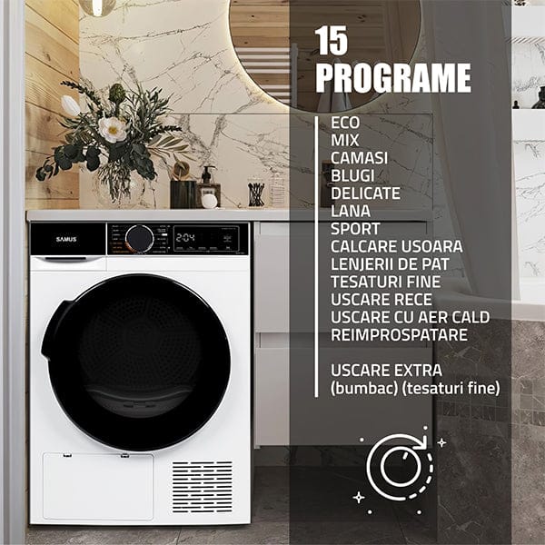 Samus Uscator de rufe Uscător de Rufe Samus SADP-835 | 8kg, 15 programe, Roșu