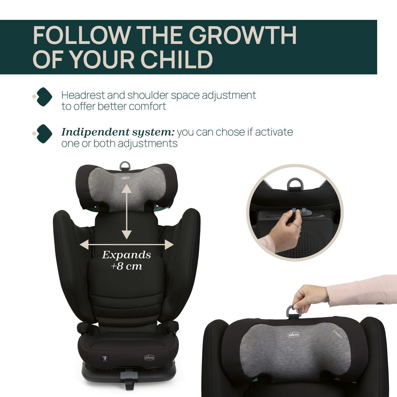 Chicco Puericultură Scaun Auto Chicco Fold&go I-size 8711775-8 | Isofix, Ever Green, 100-150cm, 3-12 Ani