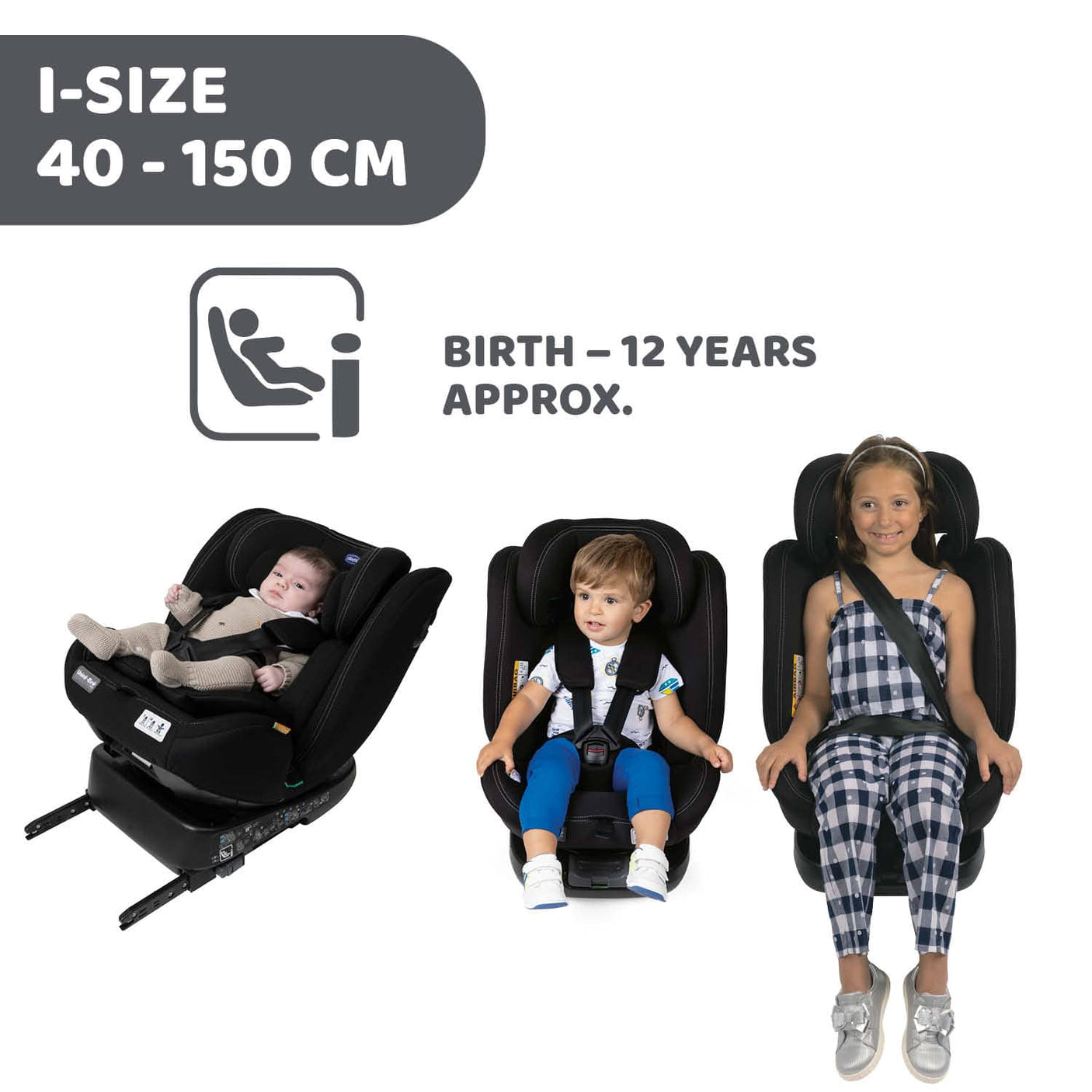 Chicco Puericultură Scaun Auto Chicco Unico Evo I-Size 87030-8_BLACK | 0-12 Ani, 40-150cm, Rotativ, Negru