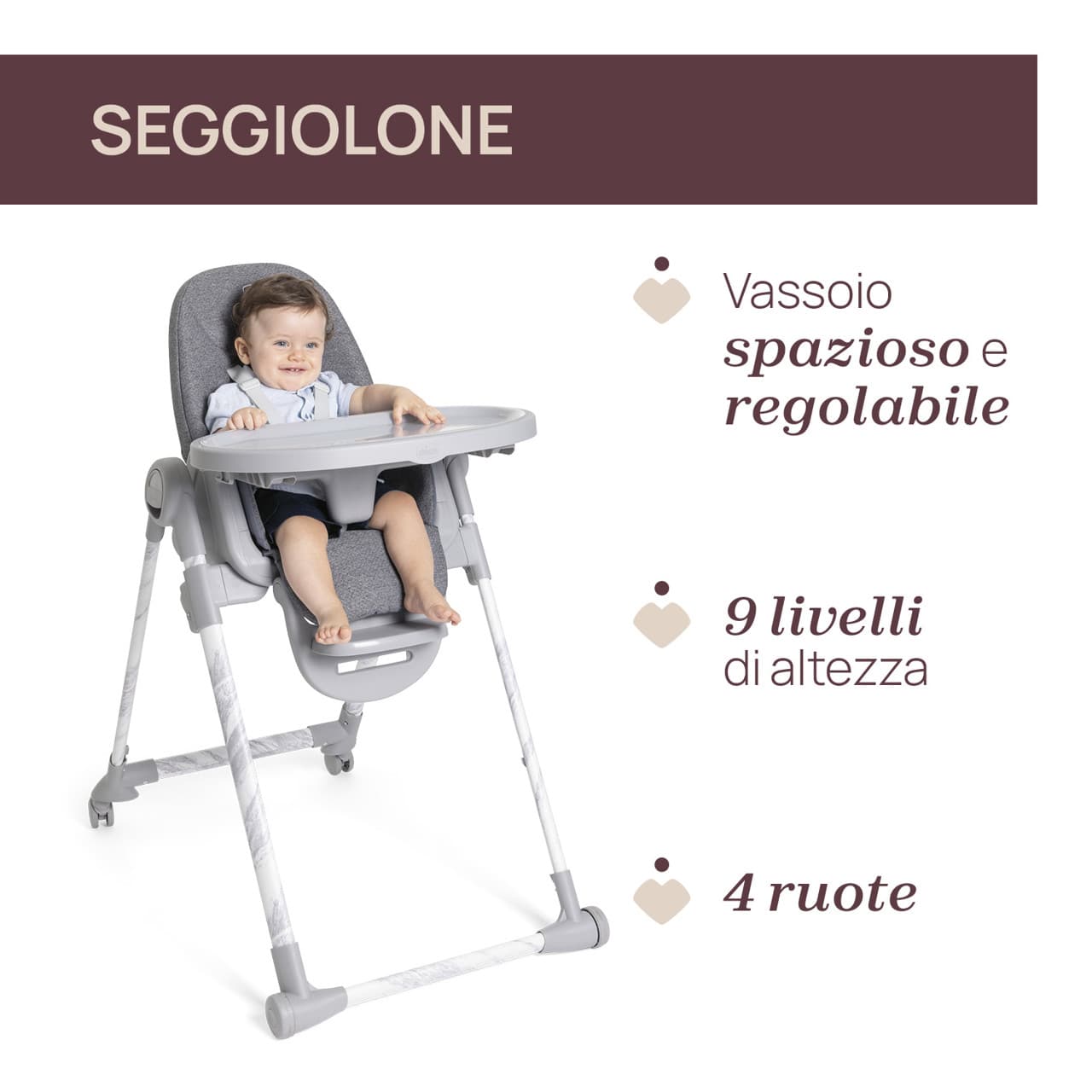 Chicco Puericultură Scaun de Masa Chicco Polly Armonia 8714043-8 | Carrara, 0 Luni+