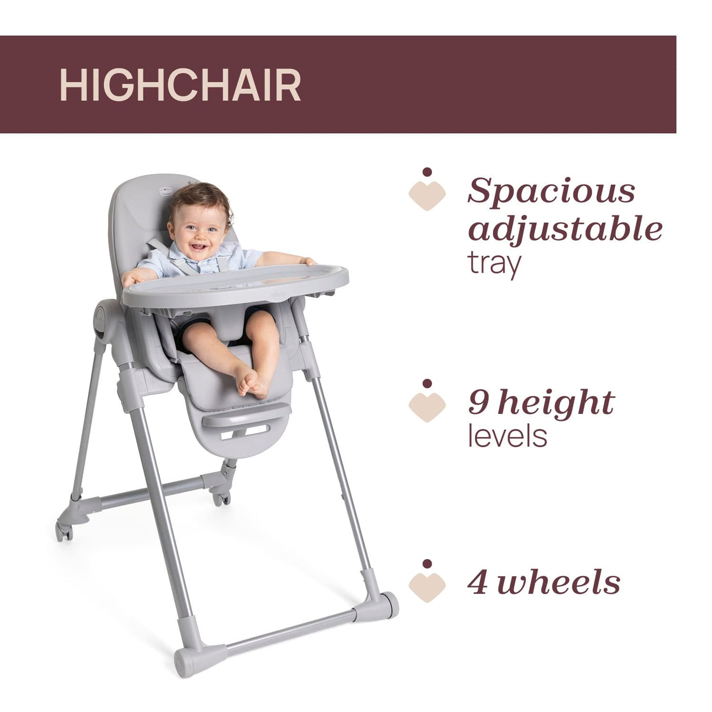 Chicco Puericultură Scaun de Masa Chicco Polly Armonia 8714005-8 | Steel, 0 Luni+