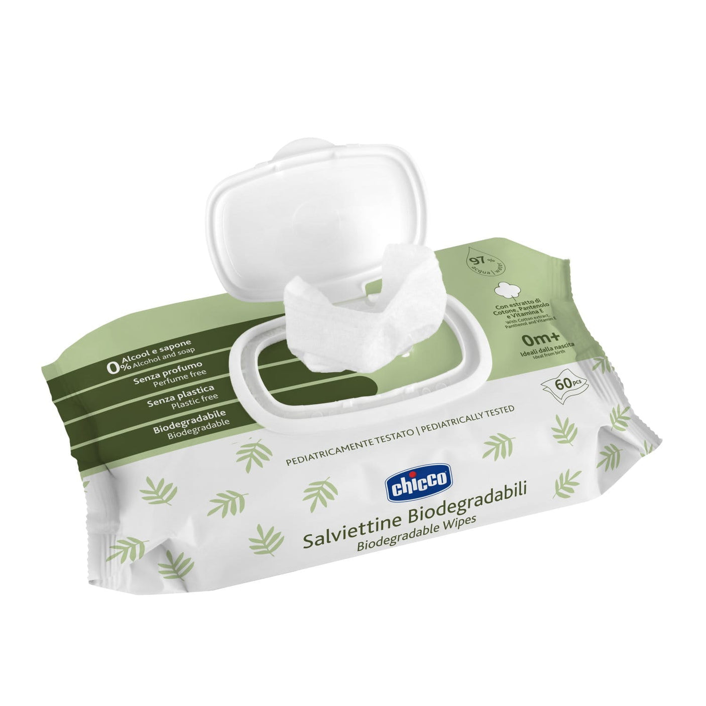 Chicco Îngrijire bebe Servetele Umede Biodegradabile Chicco 1205070-7 | 60 Bucati, Fara Alcool, Fara Sapun, 0 Luni+