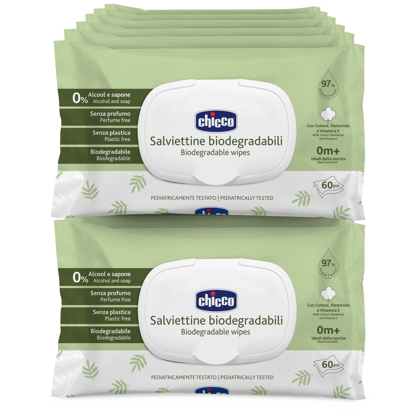 Chicco Îngrijire bebe Servetele Umede Biodegradabile Chicco 1205070-7 | 60 Bucati, Fara Alcool, Fara Sapun, 0 Luni+