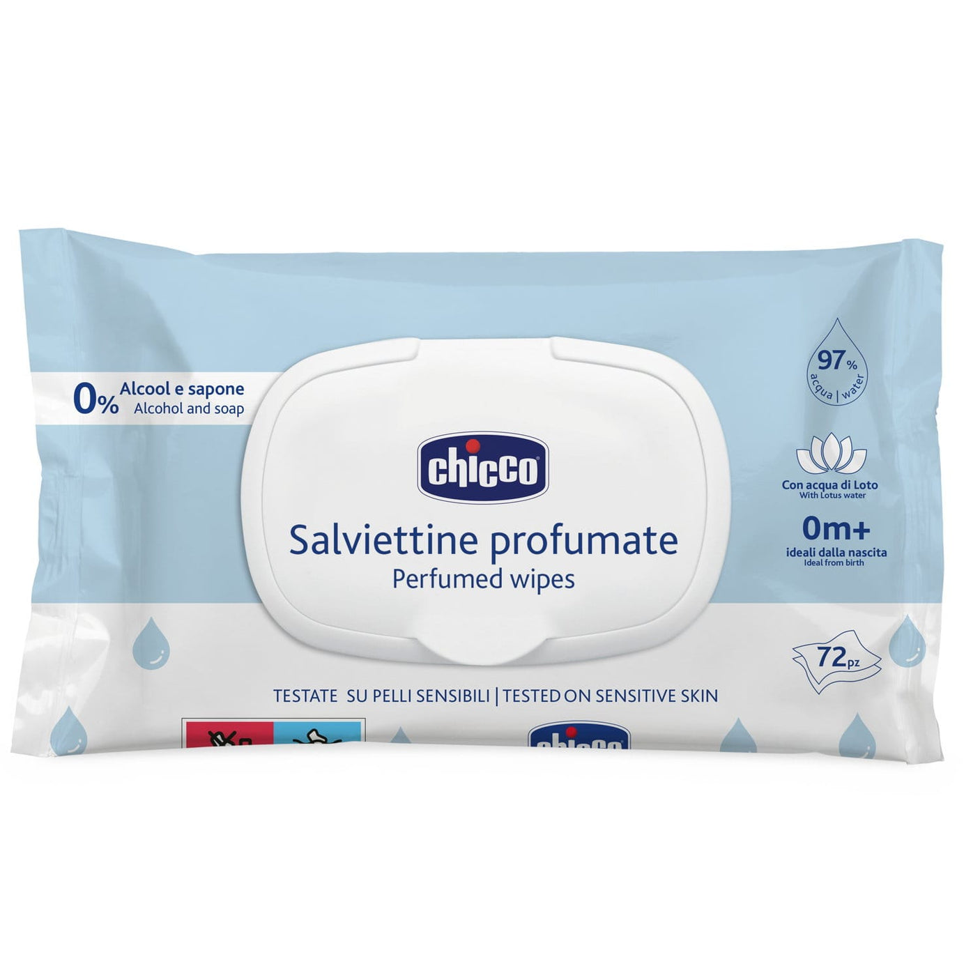 Chicco Îngrijire bebe Servetele Umede Chicco 120500-7 | 72 Bucati, 97% Apa, Fara Alcool, 0 Luni+
